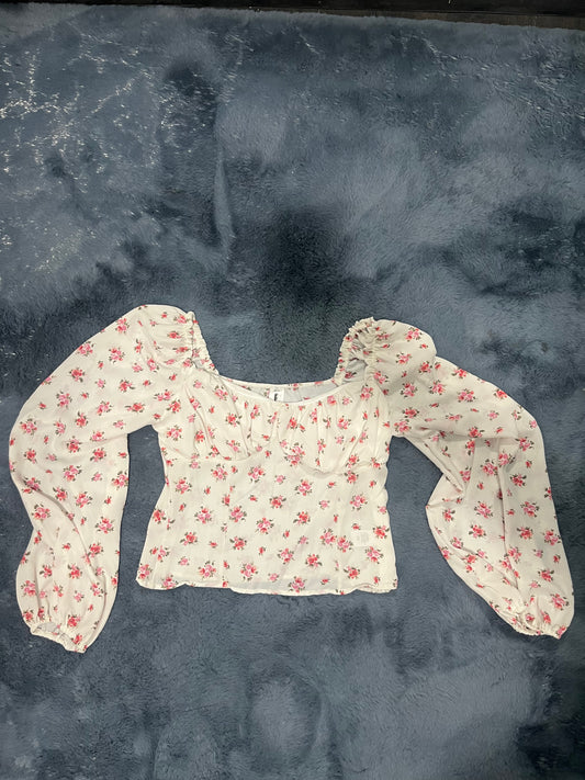 Blusa blanca floreada